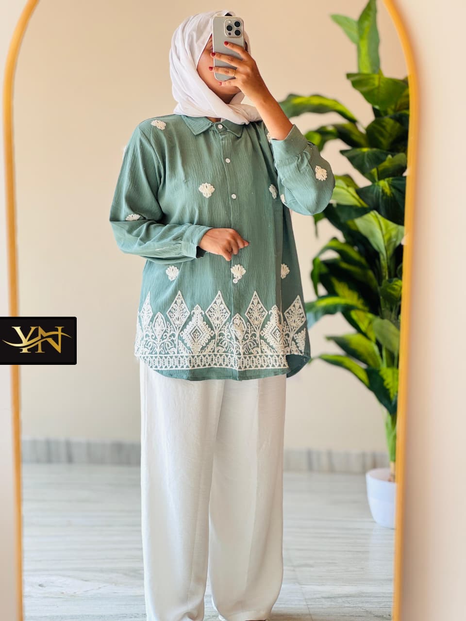 Floral Embroidered Tunic & Wide-Leg Trouser Co-ord Set | EnzoBoutique