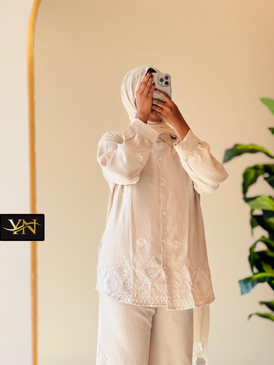 Floral Embroidered Tunic & Wide-Leg Trouser Co-ord Set | EnzoBoutique